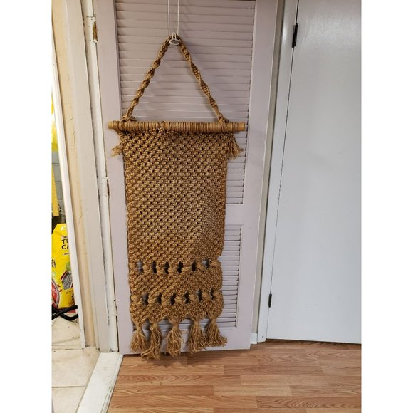 Vintage 1970s Wall Art‎ Decor Macrame Handcrafted Weaved Hemp Jute Large Boho - Picture 3 of 12